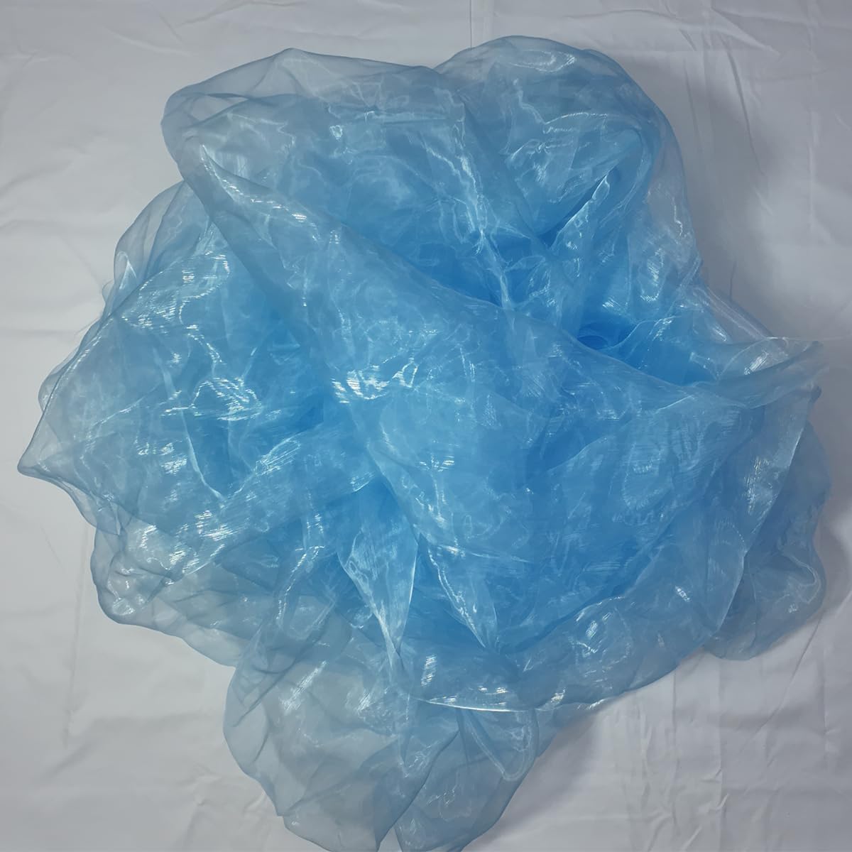 Two-Tone Iridescent Holographic Organza Fabric - 11 Yards | Lightweight Sheer Gauze Voile Tulle | for Dresses, Party Decor, DIY Crafts, Shiny Backdrops(Shimmery ICY Pale Blue)