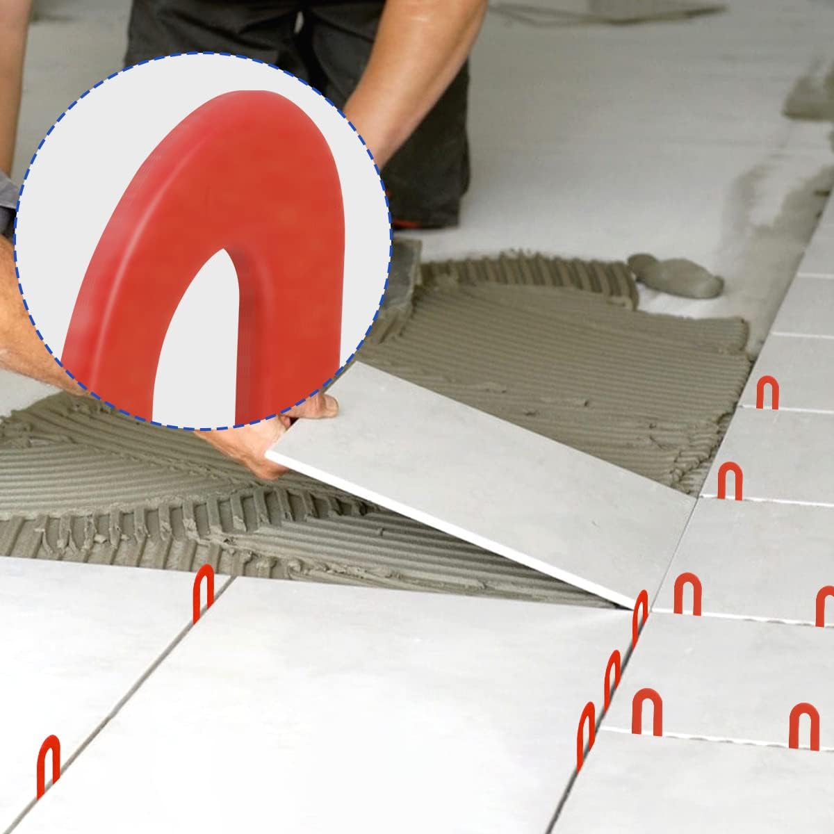 DGSL Tile Leveling System Tile Spacers 1/8 Inch, 300 pieces Horseshoe Shim U Shape Plastic Tile Leveling Clips for Various Types of Tile Leveling