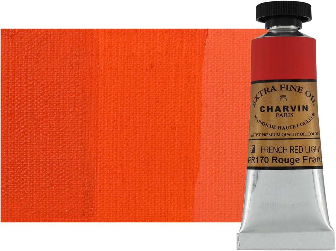 Charvin Extra Fine Oil Paint, French Red Light 20 mL - Triple-Milled, Rich Texture, Poppy Oil-Based, Light-Fast, Handmade, Archival Quality