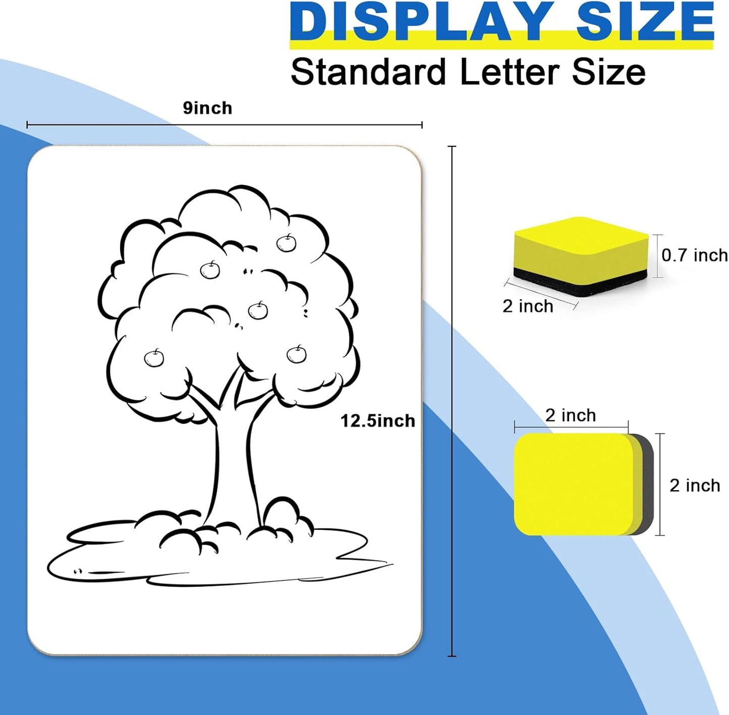 Dry Erase Lapboards, HERKKA 25 Pack Double Sided Small Dry Erase Whiteboards 9 x 12.5 Inch with 25 Erasers, Small Dry Erase Boards for Classroom Teacher Supplies, Personal White Boards for Students