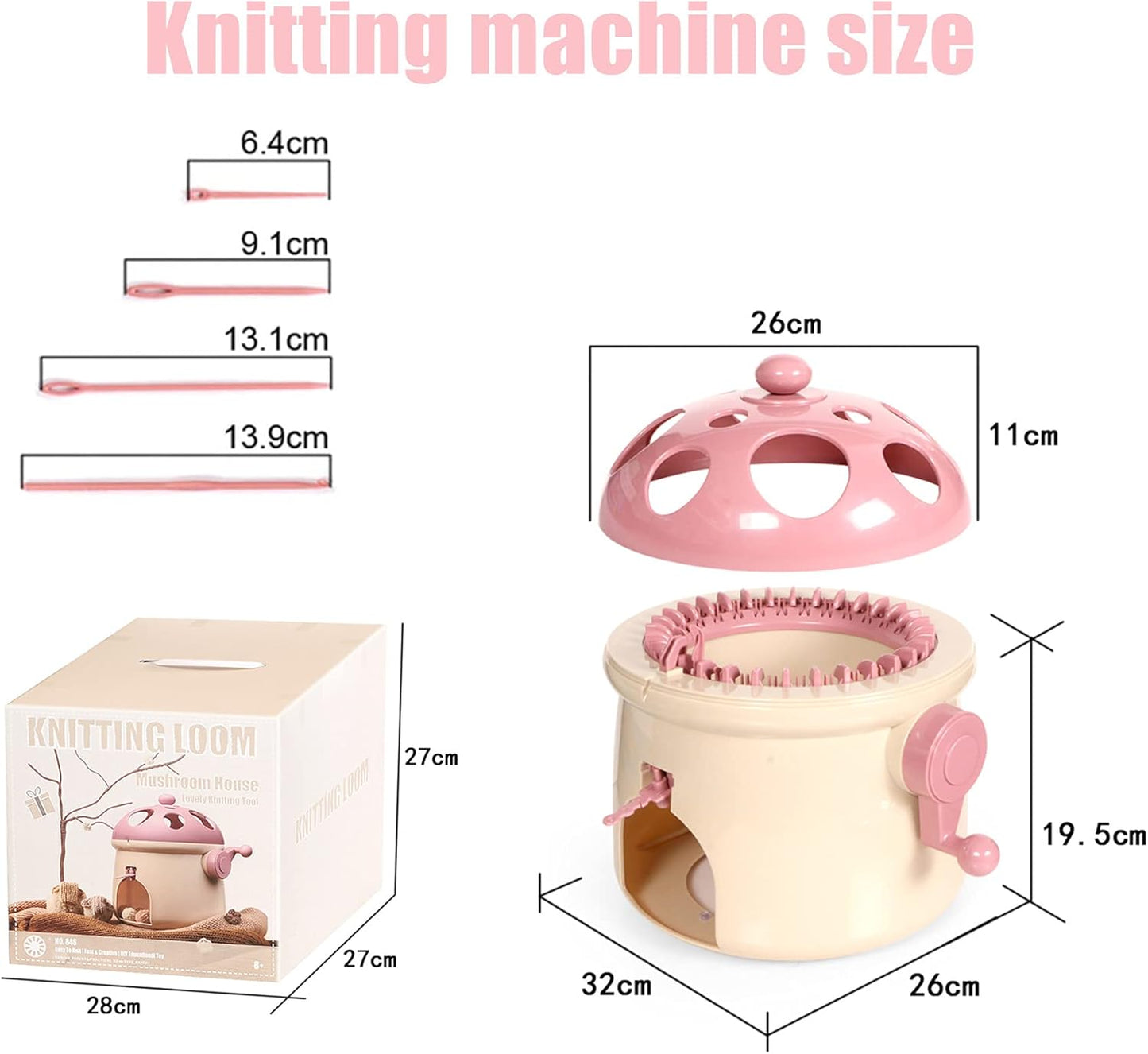 SENTRO Knitting Machines, 32 Needles Knitting Loom Smart Knitting Board Rotating Double Weaving Machine Kit for Kids and Adults Pink