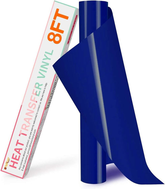 HTVRONT HTV Vinyl Rolls Heat Transfer Vinyl - 12" x 8ft Blue HTV Vinyl for Shirts, Iron on Vinyl for All Cutting Machine - Easy to Cut & Weed for Heat Transfer Design (Navy Blue)