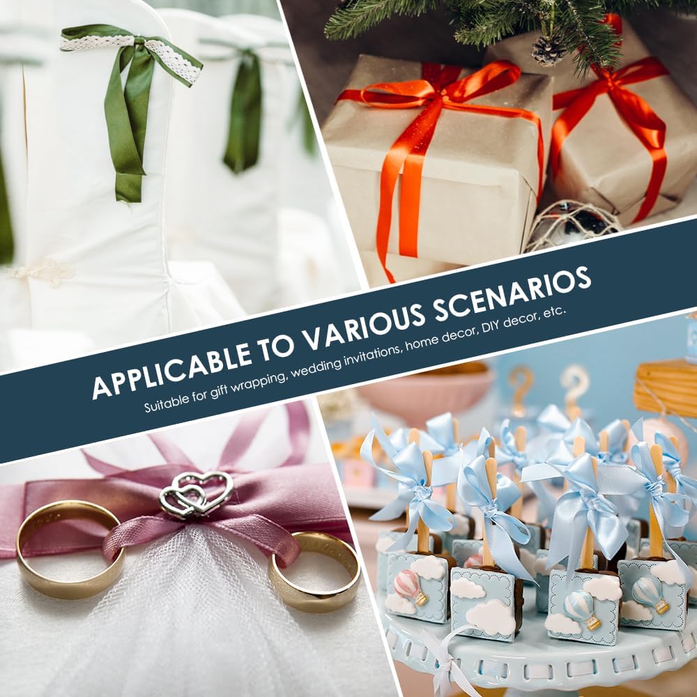 KMER LIFE 1-1/2" Wide x 50 Yards Ivory Single Faced Polyester Satin Ribbon for Wedding Decor, Wreath, Crafts, Gift Wrapping & Other Projects