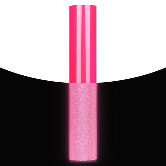 GIRAFVYINL Hot Pink Reflective Iron on Vinyl, Reflective HTV Pink Neon Heat Transfer Vinyl for DIY T-Shirts, Fabric