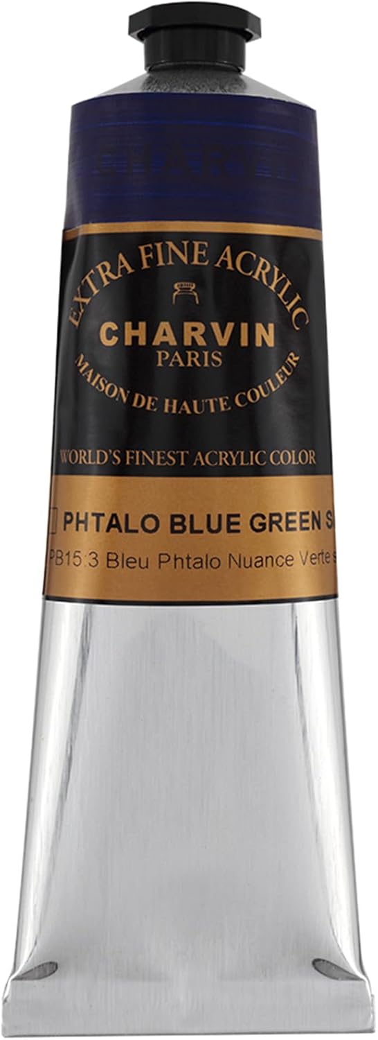 Charvin Extra Fine Professional Acrylic Paint - Phthalo Blue Red Shade, 60ml Tube, Triple-Milled, Lightfast Pigments, Open Stock Artist Acrylic Paints in Nature-Inspired Hues