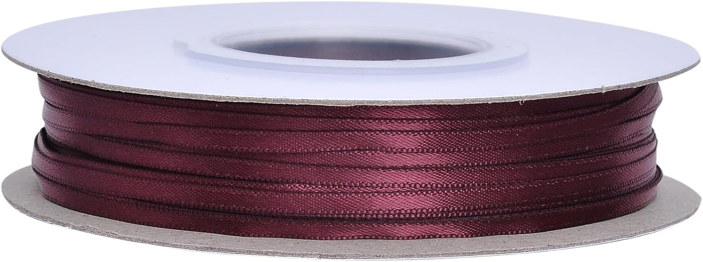 YAMA Burgundy Double Faced Satin Ribbon 1/8 Inch 100 Yards Ribbon for Gift Wrapping Crafts Hair Bows Wedding Party Decoration