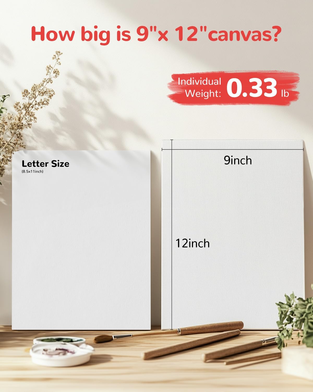 Canvas Boards 60 Pack, 9x12 Inch Painting Canvas Panels White Blank 100% Cotton Art Supplies for Acrylics Oil Watercolor Tempera Paints