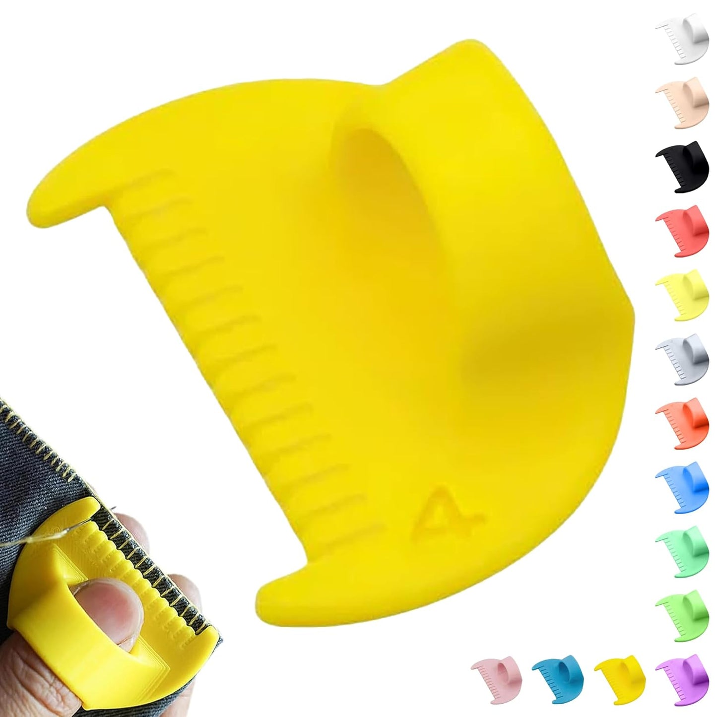 4mm Seam Guide for Hand Sewing Edge Lockranding Tool, Sewing Needle Gauge Measuring Tool, Mini Finger Ruler Kit Ideal for Leather/Fabric/Craft Sew, Yellow 1 Pcs