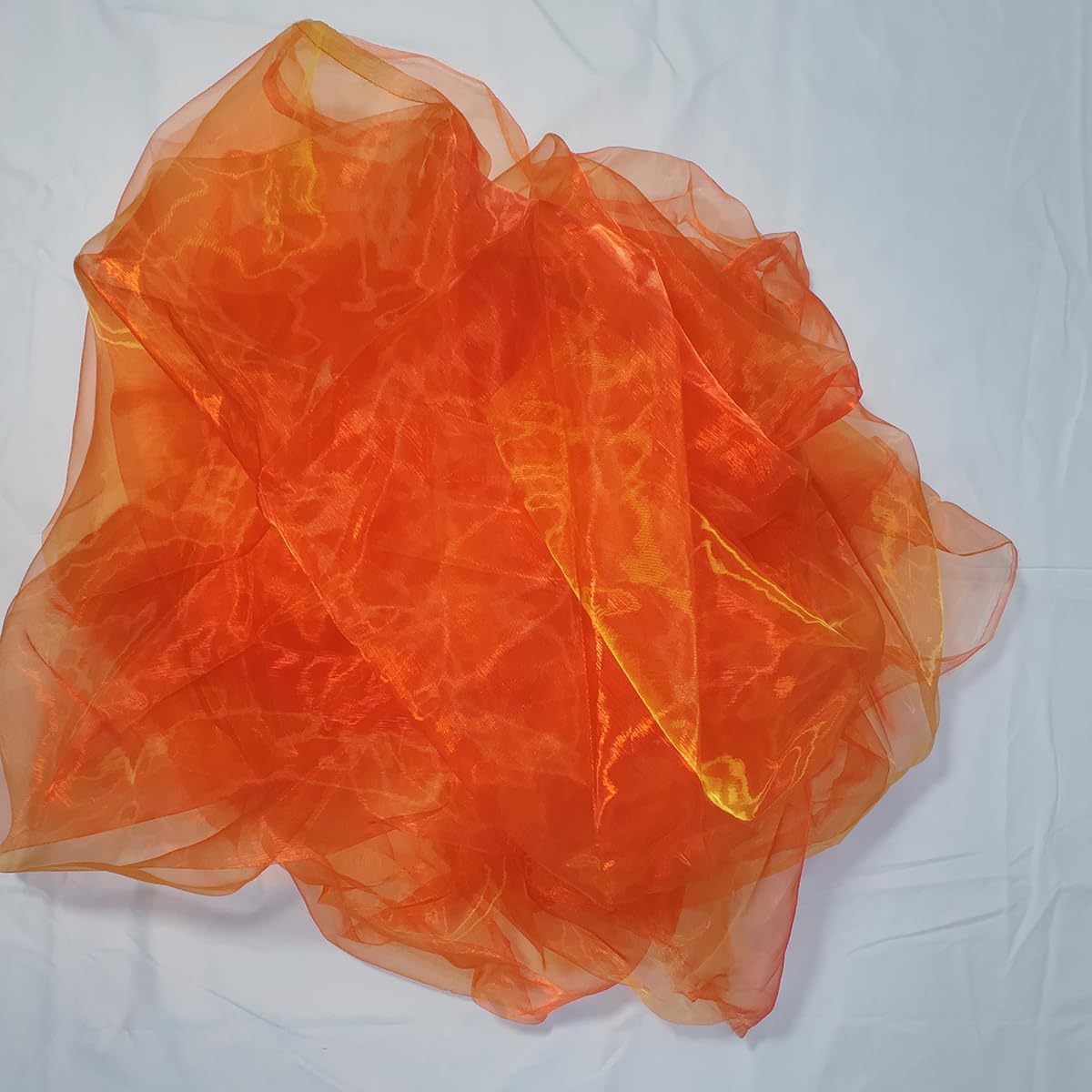 Two-Tone Iridescent Holographic Organza Fabric - 11 Yards | Lightweight Sheer Gauze Voile Tulle | for Dresses, Party Decor, DIY Crafts, Shiny Backdrops(Red and Yellow)