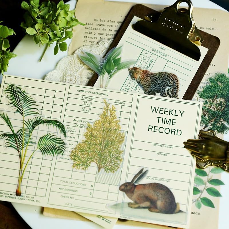 Vintage Vellum Stickers Floral Plants Elements Scrapbooking Supplies Flowers Botanic Natural Translucent Paper Self-Adhesive Junk-Journal Items (Tropical Plants)