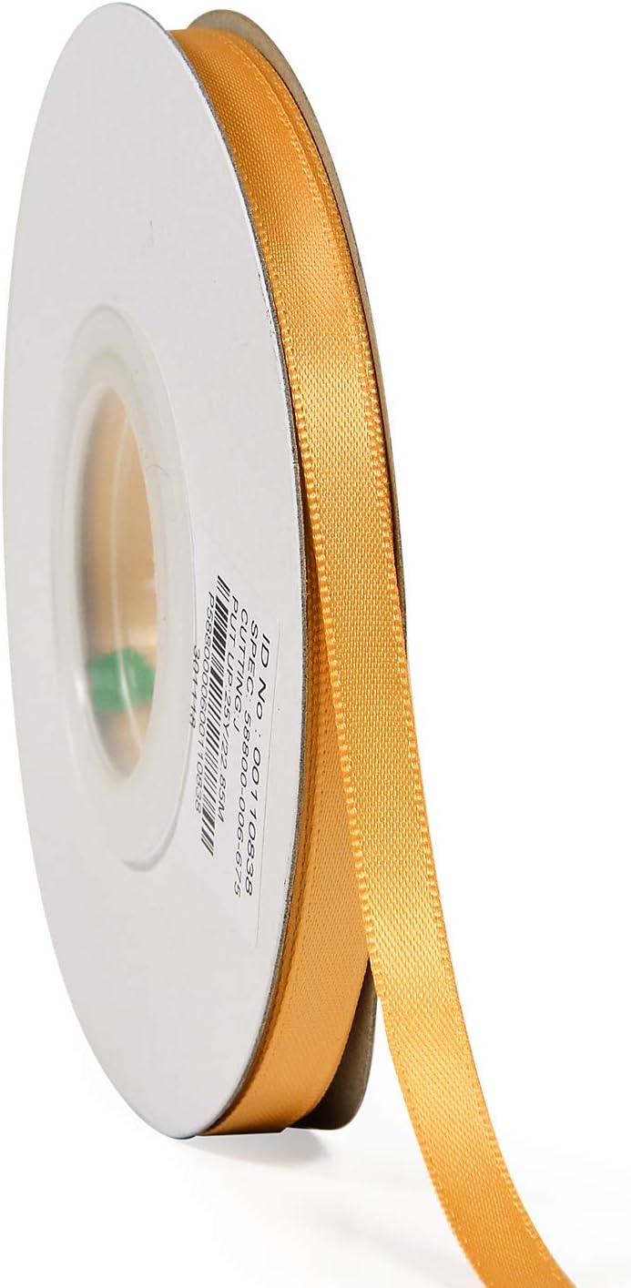 YAMA Gold Double Face Satin Ribbon Roll 1/4 Inch 25 Yards Thin Gold Ribbon for Gift Wrapping Ribbons Decorations DIY Crafts Arts