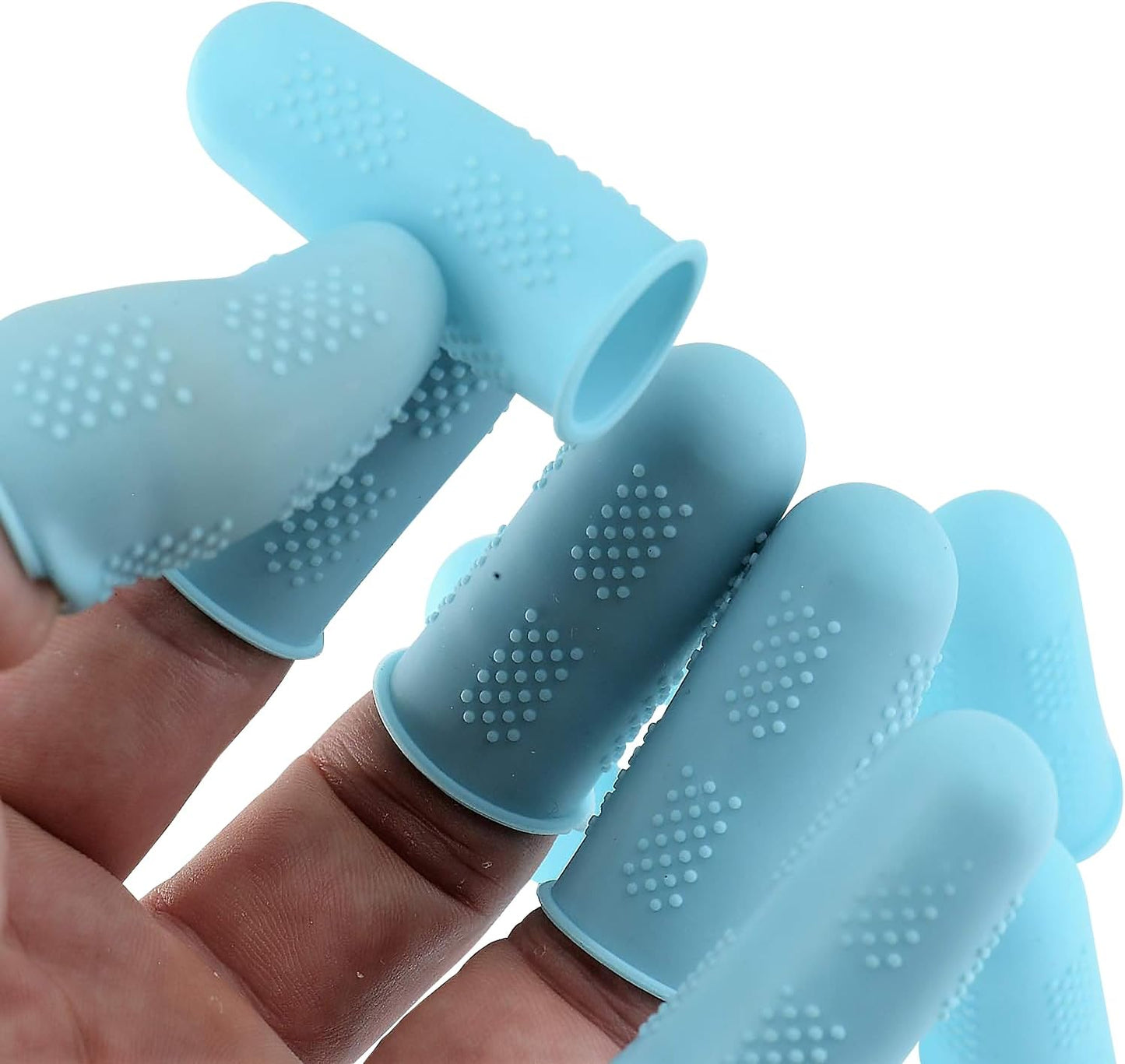 Finger Protectors [Flex Series - 12-Pack] Silicone Non-Stick Finger Covers [Turquoise - Small (6) / Medium (6)] for Hot Glue/Sewing/Wax/Rosin/Resin/Honey/Adhesives/Scrapbooking