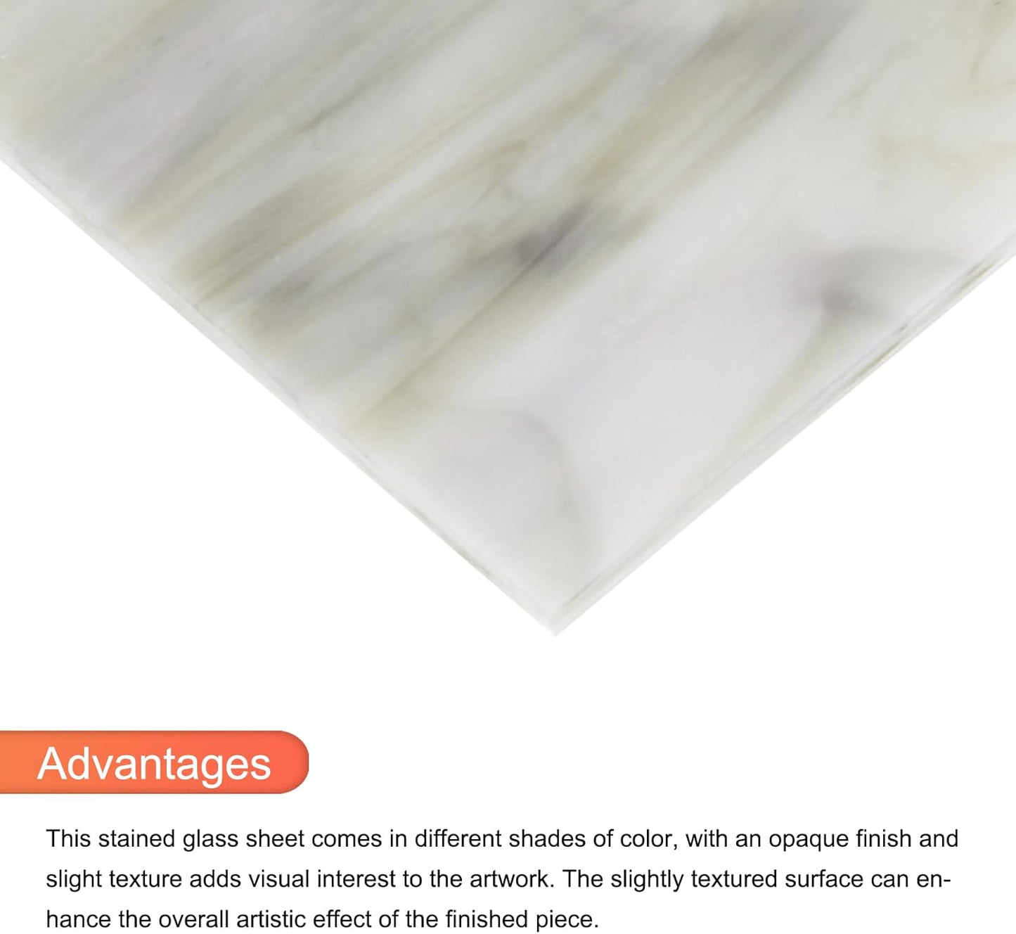 MECCANIXITY 2 Pcs Stained Glass Sheet Mosaic Tile 7.9 Inch x 5.9 Inch Light Gray Stained Glass Sheets for Crafts DIY Art Project