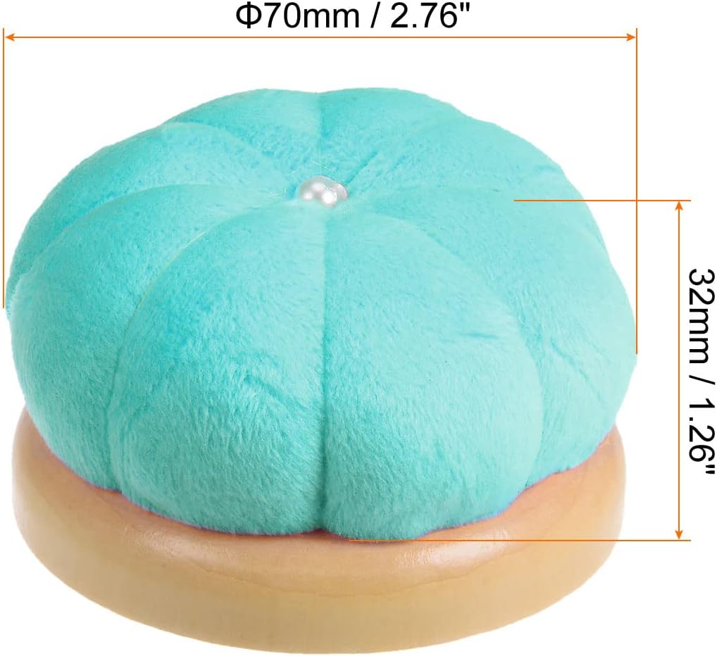 HARFINGTON Wooden Base Needle Pincushions Japanese Style Pin Cushions Round Pin Cushion Needle Holder for Sewing Quilting Needlework DIY Crafts, Moon Green