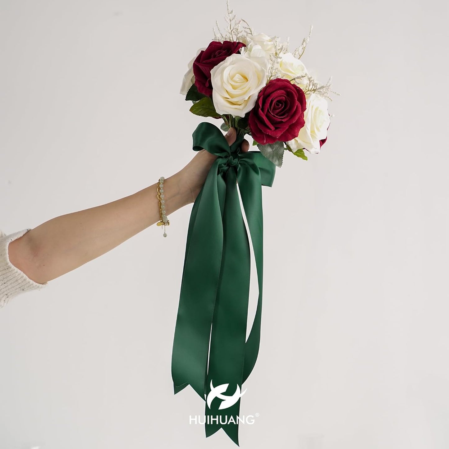 HUIHUANG Hunter Green Satin Ribbon 2 inch Double Side Green Satin Fabric Ribbon for Christmas, Crafts, Bows Making, Flower Bouquet Wrap, Gift Wrapping, Wedding Decor, Home Decor, Hairs-25 Yards/Roll