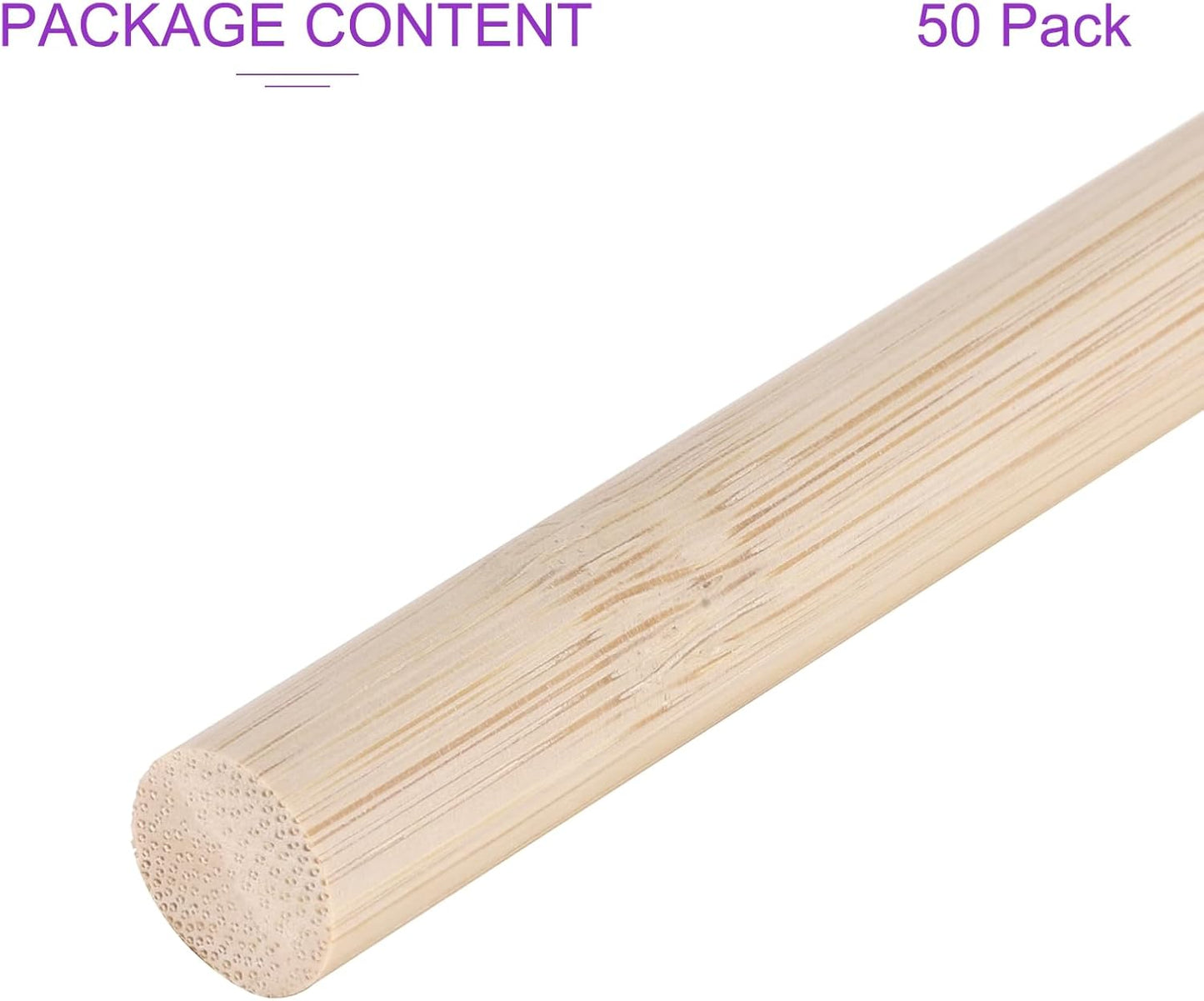 DMiotech 50 Pack 1/2" x 18" Wooden Dowel Rods Unfinished Natural Sticks Wood Craft Sticks for Home Decor Projects and Making DIY Craft,Wood Color