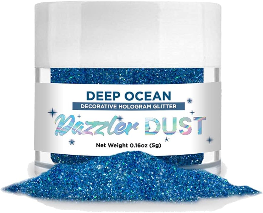 BAKELL Deep Ocean Art & Craft Glitter, 5g Jar | Dazzler DUST | Non-Toxic Decorating Glitter | Arts, Crafts, Slime, Glue, Paint, Face & Body (Deep Ocean)