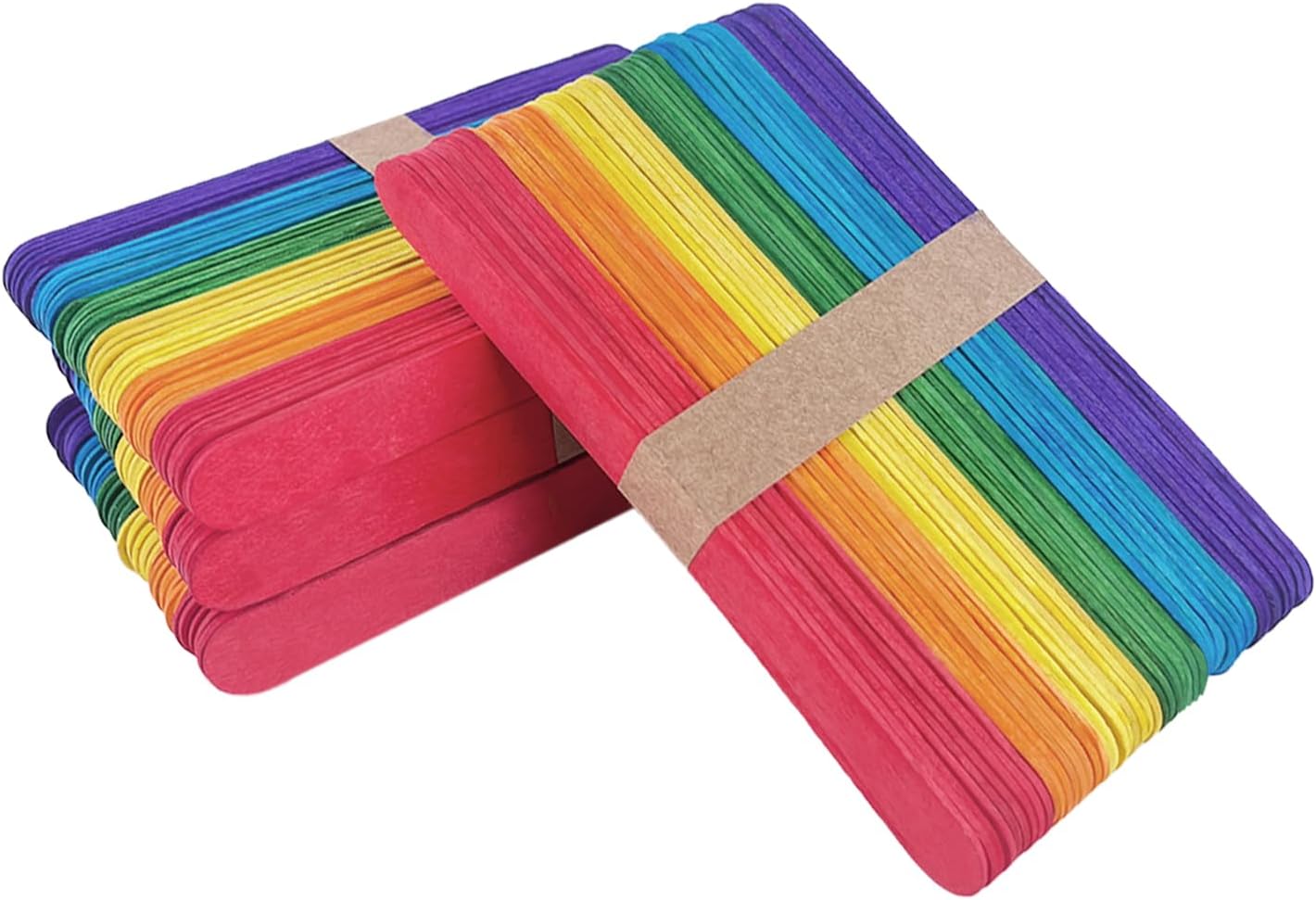 Colored Jumbo Wooden Craft Sticks, 6 Inch, 200 Pieces, 3/4 Inch Wide, Multi-Colored