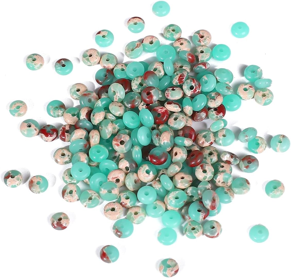 Natural Green Shoushan Disk Stone Beads 4x2mm 160pcs Rondelle Loose Semi Gemstone Beads for Jewelry Making Design