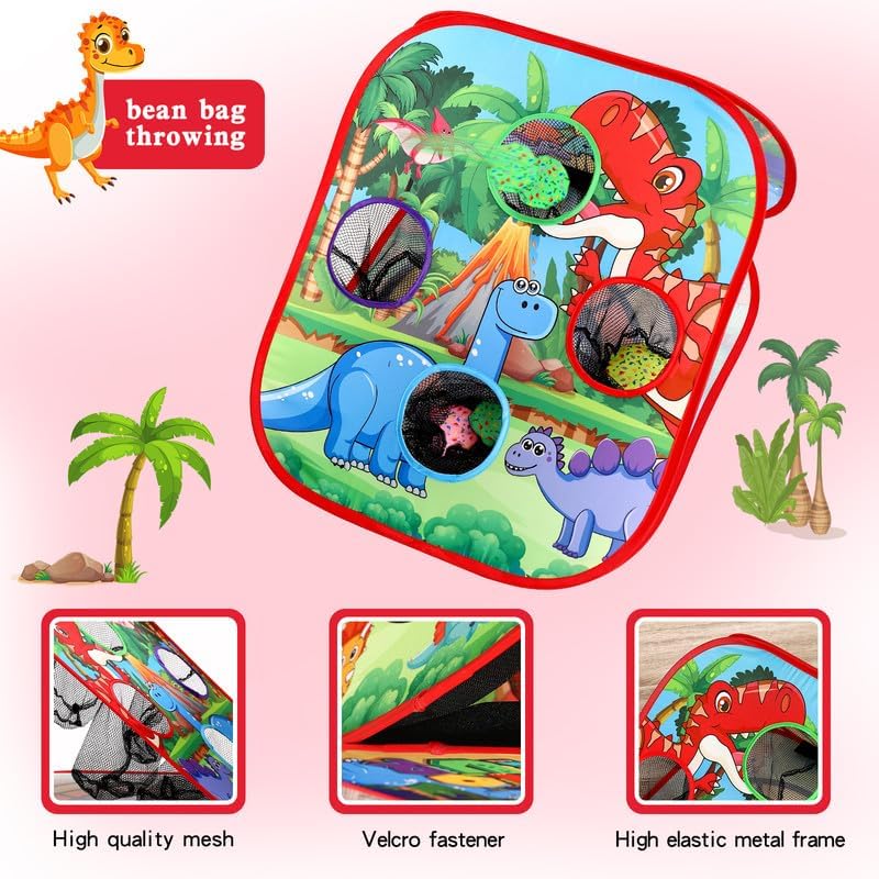 Bean Bag Toss Game for Kids/Double-Sided Foldable Cornhole Board/Backyard Beach Yard Outdoor Toys for Kids Ages 4-8/5-Second Setup/Party Supplies for Kids