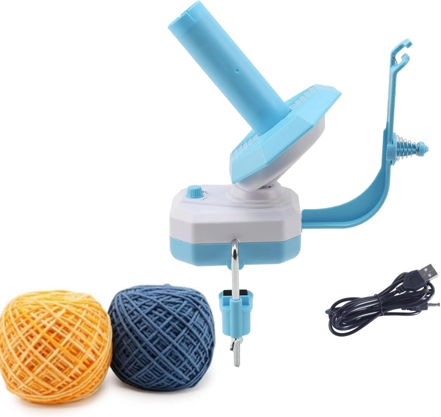 Zjyufy Yarn Winder Electric Yarn Ball Winder for Crocheting, 10oz Large Automatic Yarn Spinner Yarn Cake Winder with Stepless Speed Strong Tension, Blue