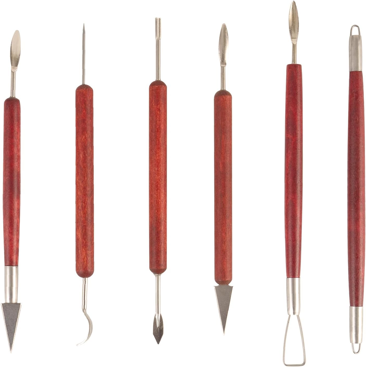 DIYOOHOMY Double-Ended Clay Sculpting Tools Set, 6 Pcs Pottery Carving Tools for Polymer Air Dry Clay, Professional Ceramic Modeling, Trimming, Shaping, DIY Crafts Supplies