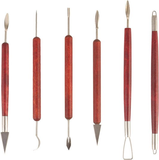 DIYOOHOMY Double-Ended Clay Sculpting Tools Set, 6 Pcs Pottery Carving Tools for Polymer Air Dry Clay, Professional Ceramic Modeling, Trimming, Shaping, DIY Crafts Supplies