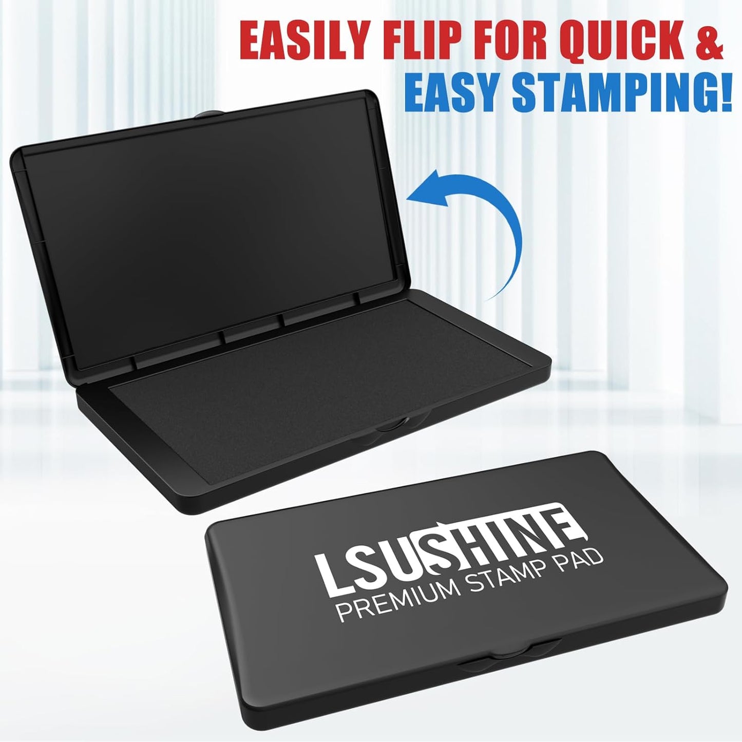 Large Stamp Pad, 6.1 x 3.4 Inch Black Ink Pad Premium Quality Felt Pad Rubber Stamp Ink Pad for Office, Home