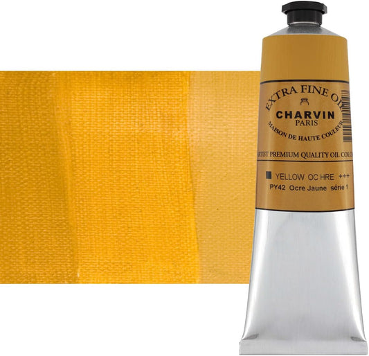 Charvin Extra Fine Oil Paint, Yellow Ochre 150 ml - Triple-Milled, Rich Texture, Poppy Oil-Based, Light-Fast, Handmade, Archival Quality