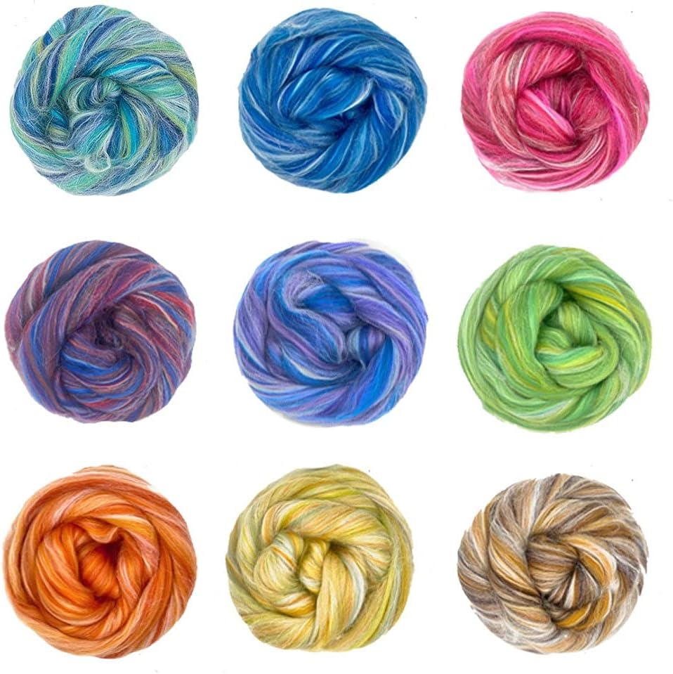 Revolution Fibers – Constellation Range Roving (8 Ounces) | Multicolored Tonal Blend of 70% Dyed Merino and 30% Tussah Silk Combed Top | Soft Fiber for Felting, Spinning, Knitting (Aries Pink)