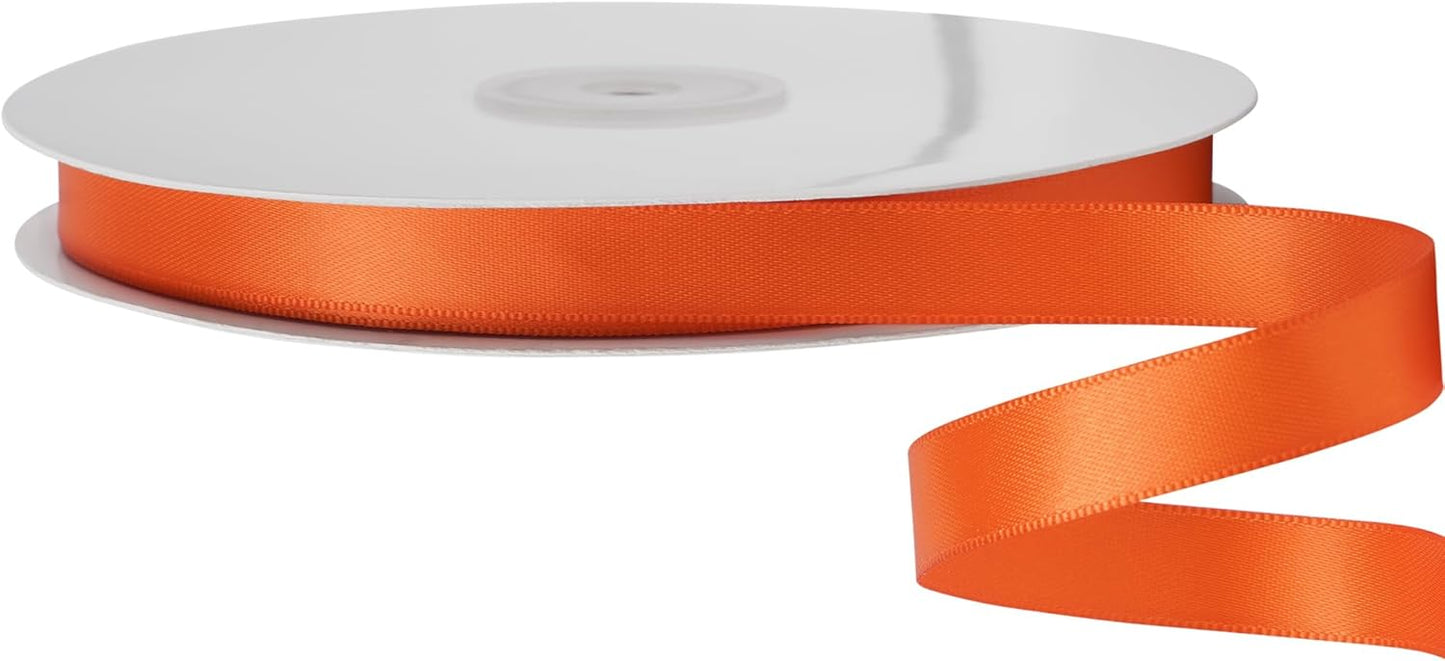 LIUYAXI Torrid Orange Stain Ribbon, 1/2" X Continuous 50 Yards, Double Faced Fabric Ribbon Perfect for Gift Wrapping Wedding Christmas Birthday Floral Arrangement Craft