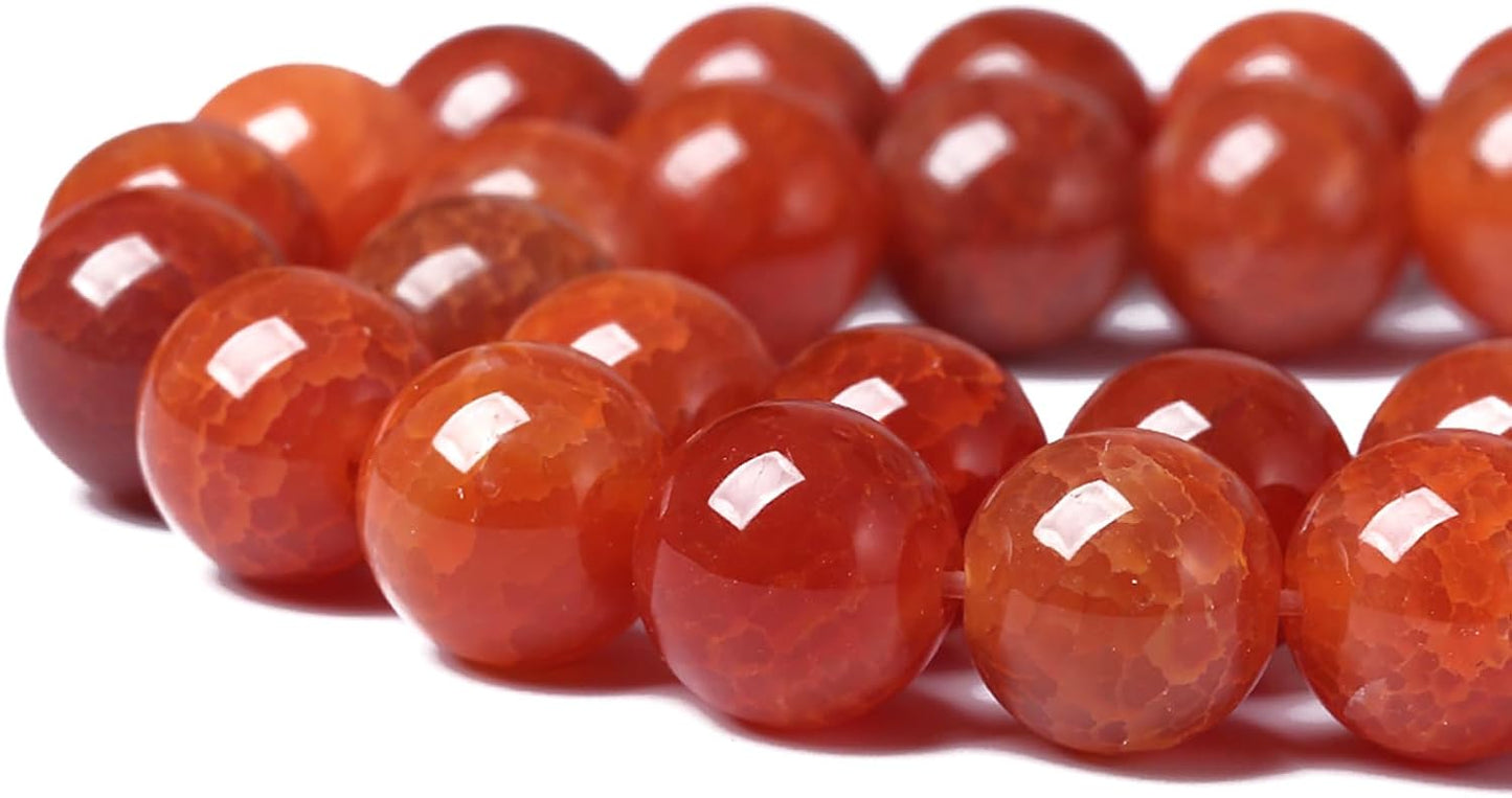 8mm 45pcs Natural Red Dragon Vein Agate Stone Beads for Jewelry Making Energy Healing Round Beads DIY Bracelet Necklace Accessories 15" (8mm, Red Dragon Vein Agate)