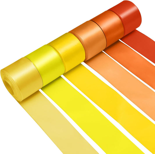 1-1/2 Inch Orange Satin Ribbons for Crafts, 6 Rolls Single-Faced Orange Assorted Ribbons for Gift Wrapping Flower Bouquet Wedding Invitations Bridal Shower Hair Bows Garland Party Decor