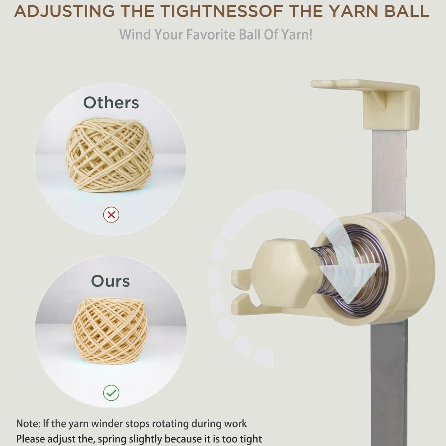 Electric Yarn Winder for Crocheting - Large Capacity Yarn Ball Winder for Knitting, Adjustable Yarn Ball Tension,Stepless Speed, Good Helper for Knitting Lovers, Cream