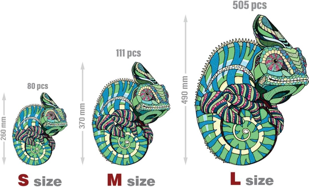 Chameleon S Wooden Puzzle - 100-piece Home decore Masterpiece