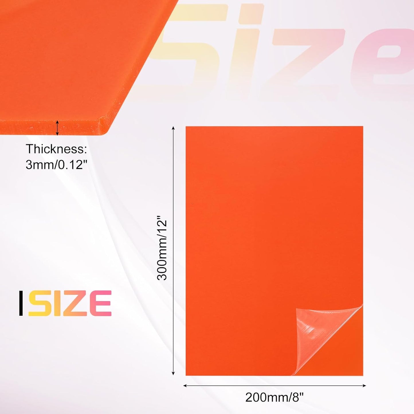 uxcell Acrylic Sheets 12x8 Inch Acrylic Panel 1/8 Inch-3mm Plastic Board for Picture Frames Sign Holders DIY Display Projects Craft, Orange