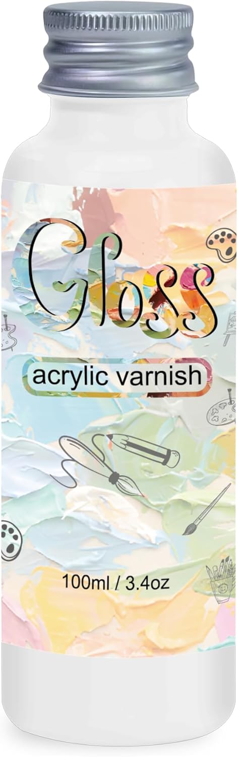 Gloss Varnish for Acrylic Painting, 100ml Clear Acrylic Varnish Gloss Keeps Paintings from Yellowing, Cracking, Maintains Permanent Color