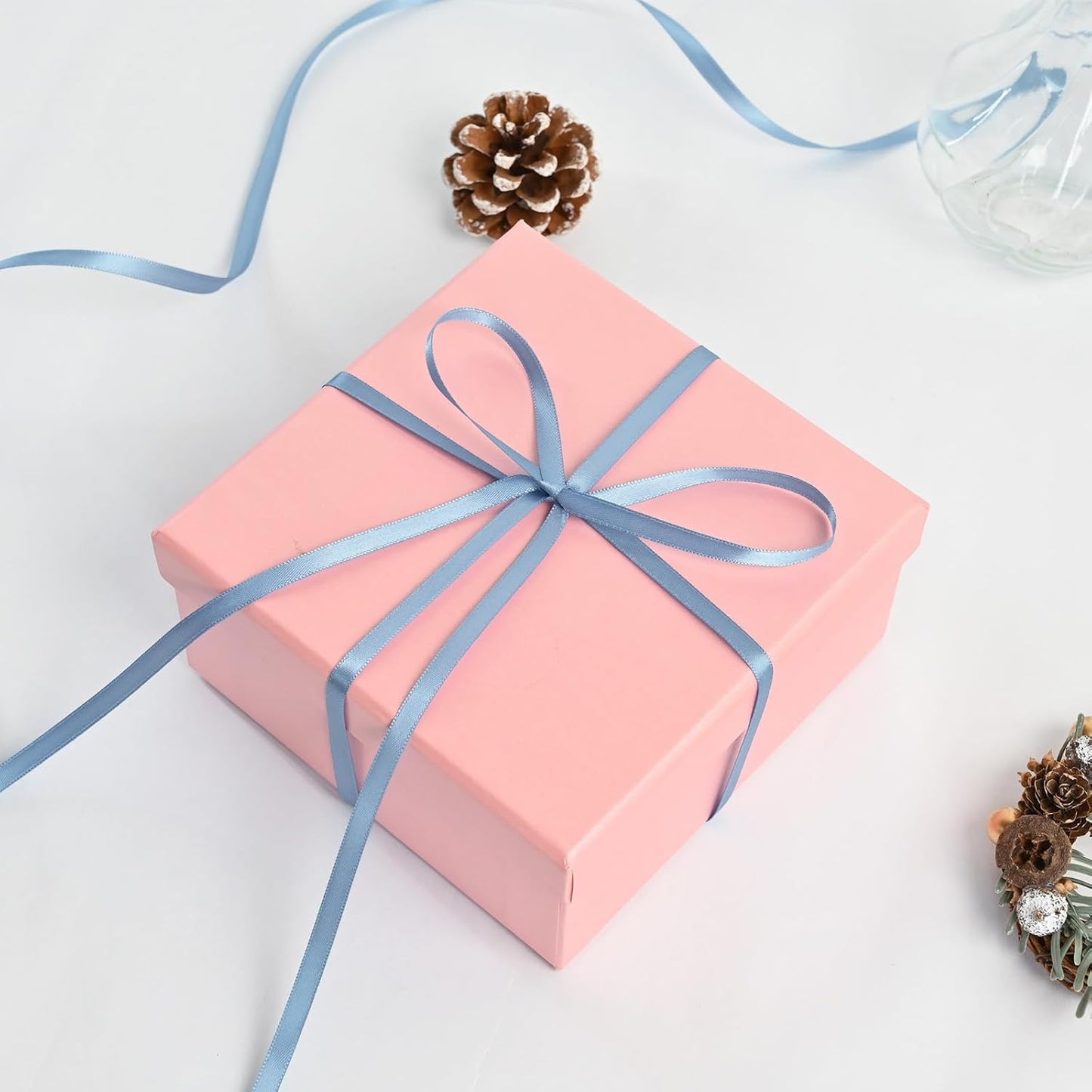 Dusty Blue Satin Ribbon 1/4" X 50 Yards Solid Color Double Faced Ribbons Perfect for Crafts Wedding Decor Bow Making Arts Sewing and More