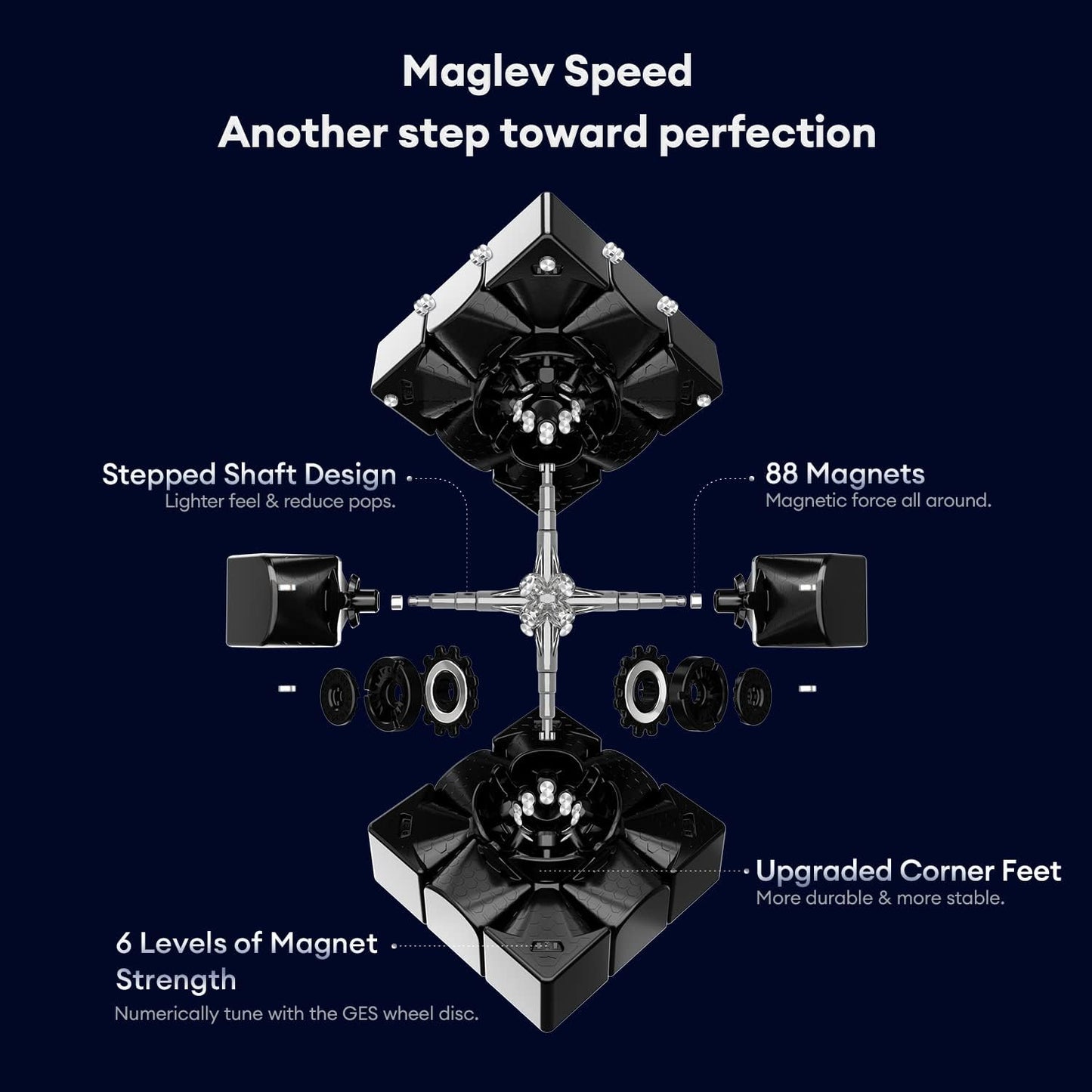 GAN 13 Maglev Frosted Coated, Magnetic Speed Cube 3x3 Stickerless 56mm Magnets Magic Cube Puzzle Toys, GAN Flagship