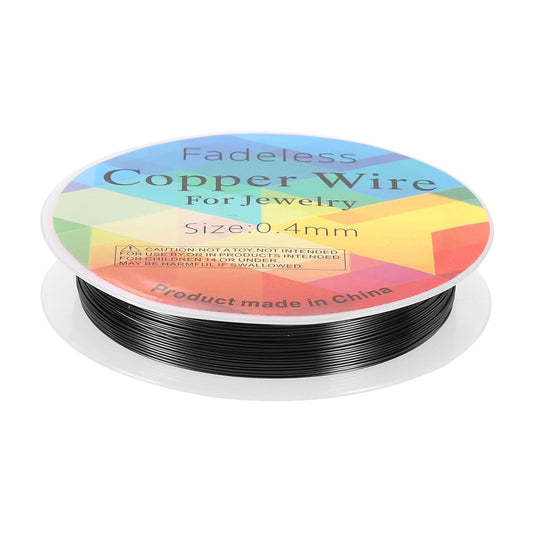 HARFINGTON 30ft Jewelry Wire, 26 Gauge (0.4mm) Brass Craft Soft Metal Tarnish Resistant Copper Beading Wire for Jewelry Making Supplies Crafting, Black