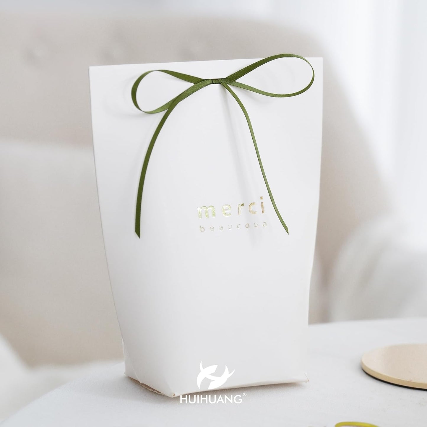 HUIHUANG 1/8 inch Moss Green Ribbon Solid Color Thin Satin Ribbon 100 Yards Double Faced Thin Crafts Ribbon for Hanging Gift Tags Invitation Card DIY Crafts Gift Wrapping Bows Bouquet Decoration