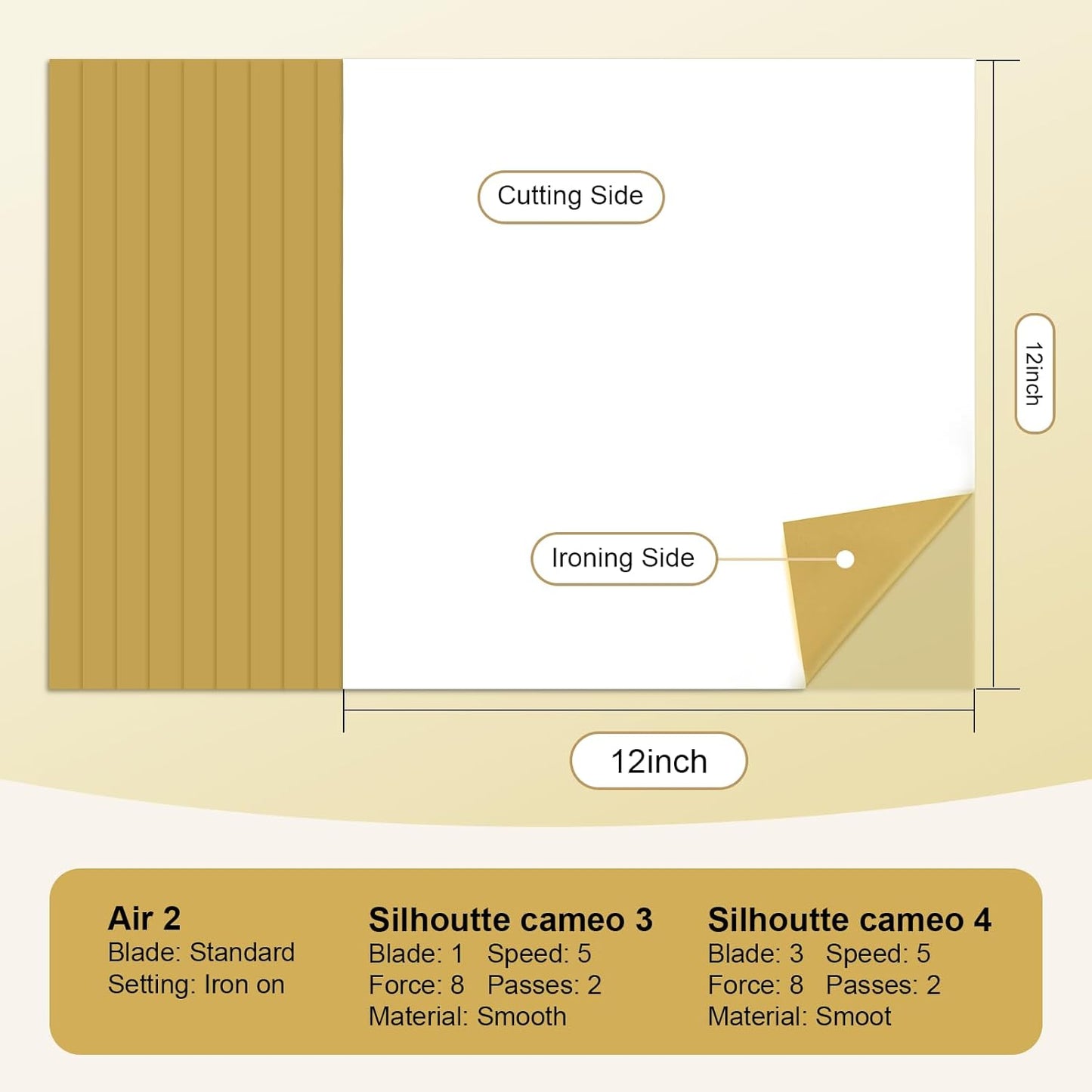 HTVRONT Gold HTV Heat Transfer Vinyl Bundle: 10 Pack 12"x12" Iron on Vinyl for T-Shirt (1 PTFE Sheet Included), PU HTV Vinyl Easy to Cut & Weed for Heat Design