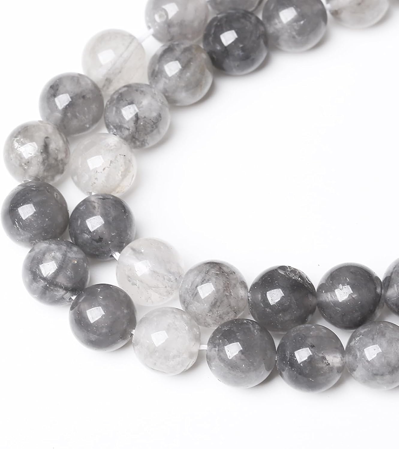 45pcs 8mm Natural Grey Cloud Crystal Stone Beads for Jewelry Making Energy Healing Power Stone Beads DIY Bracelet Necklace Accessories 15"(8mm, Grey Cloud Crystal)