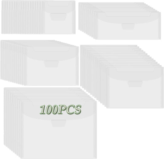 BAOFALI 100 Pcs/Set 5 Sizes Clear Stamp and Die Storage Pockets, Stamp Storage Bags, Plastic Envelopes, Scrapbooking Storage Die Cuts for Stencil Storage Card Making Cutting Dies