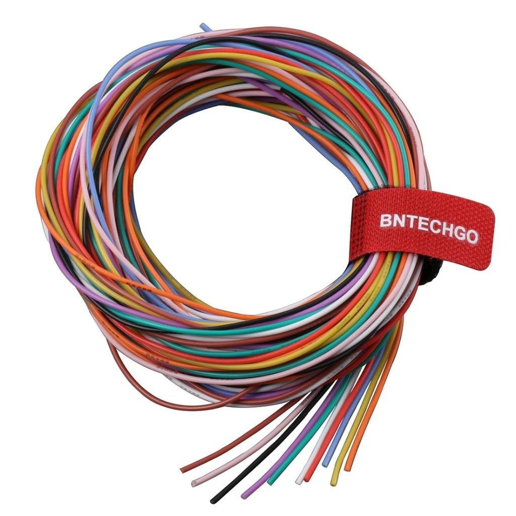 BNTECHGO 26 Gauge Silicone Wire Kit 10 Color Each 5 ft Flexible 26 AWG Stranded Tinned Copper Wire