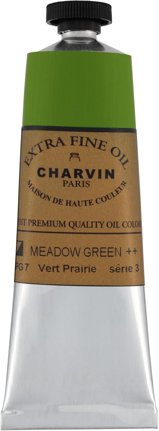 Charvin Extra Fine Oil Paint, Meadow Green 60 mL - Triple-Milled, Rich Texture, Poppy Oil-Based, Light-Fast, Handmade, Archival Quality