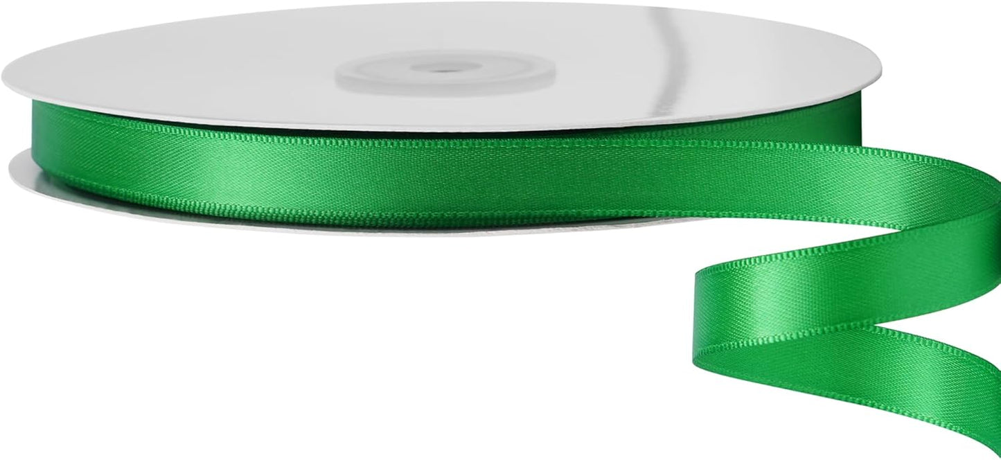 LIUYAXI Green Stain Ribbon, 1/2" X Continuous 50 Yards, Double Faced Fabric Ribbon Perfect for Gift Wrapping Wedding Christmas Birthday Floral Arrangement Craft