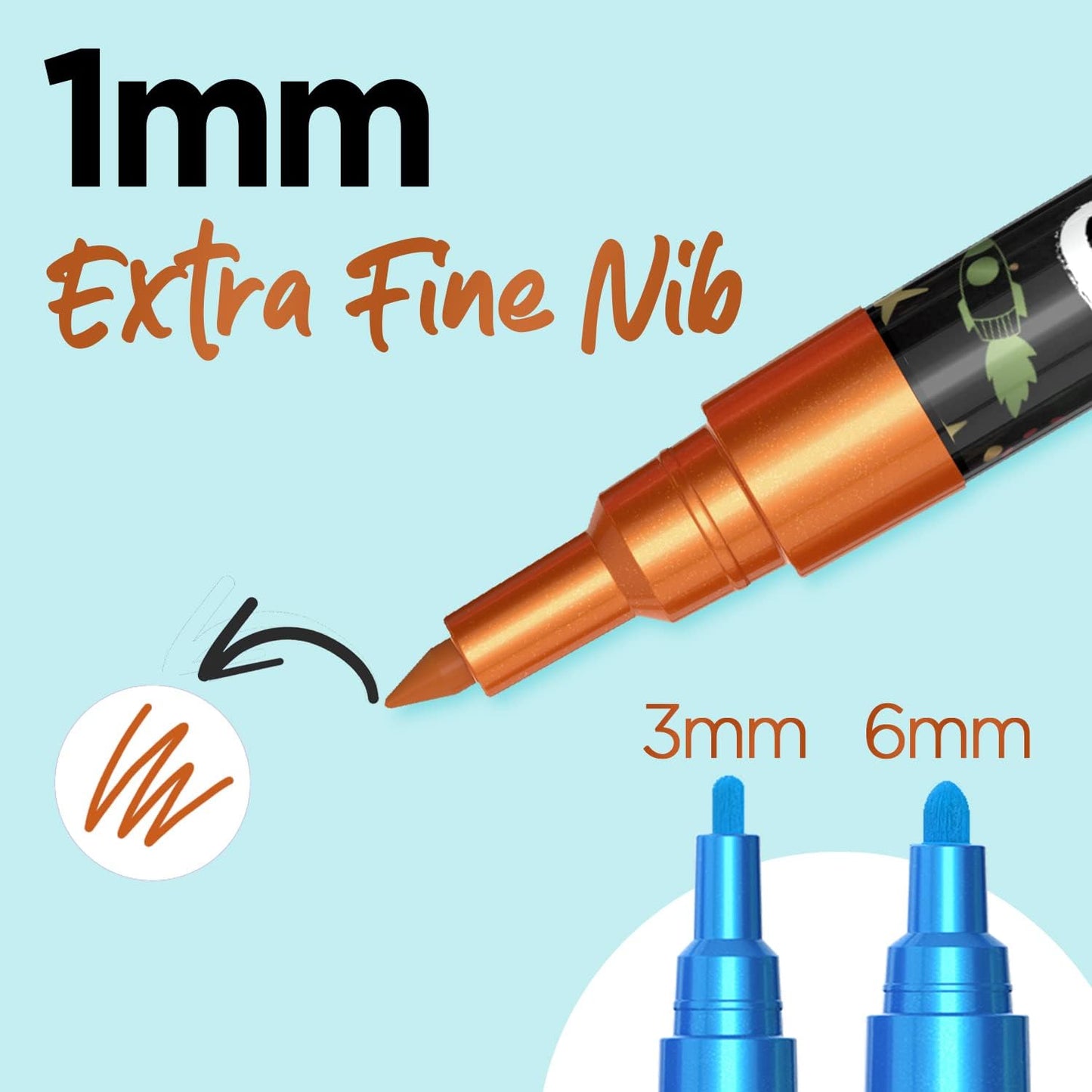 Chalkola Extra Fine Tip Metallic Chalk Markers (10 Pack, 1mm Point) - Liquid Chalk Pens for Chalkboard, Blackboard, Bistro Menu, Car Windows, Glass, Acrylic Board - Thin Erasable Wet Erase Paint Ink