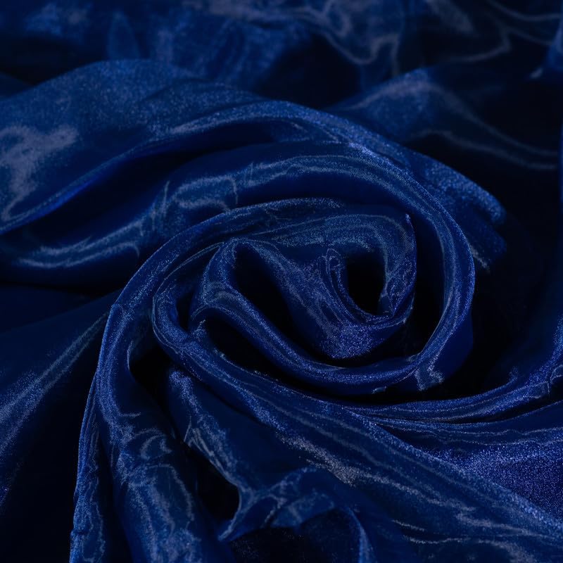 Fynite Navy Blue Organza Fabric by The Yard | 20 Yard Long | 44" Wide | Bridal Soft Sheer Organza Tulle for DIY Wedding Dress Fashion Craft Decorations