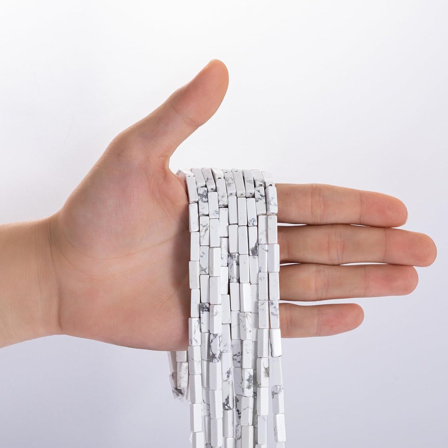 Natural White Turquoise Rectangle Tube Beads 4x13mm 38cm/str Loose Semi Gemstone Stone Beads for Making Bracelets Necklace Earrings